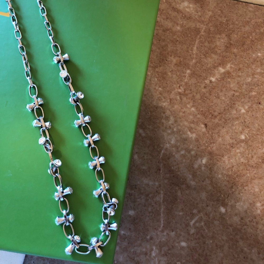 Silver colored statement necklace